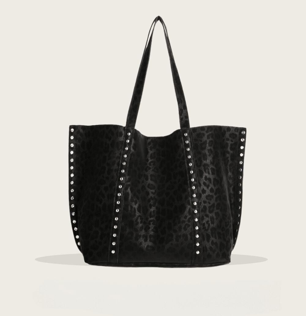 Women’s large leopard studded tote